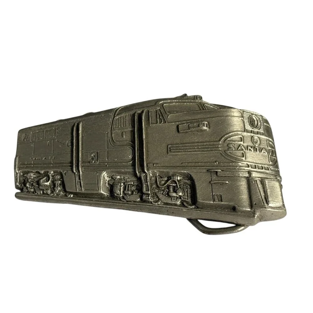 Train Belt Buckle Vintage Great American Products 1996 USA Pewter Santa Fe READ!